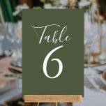 Elegant Olive Green Script Table Numbers<br><div class="desc">These elegant olive green table numbers can be personalized in chic white lettering. Designed by Thisisnotme©</div>