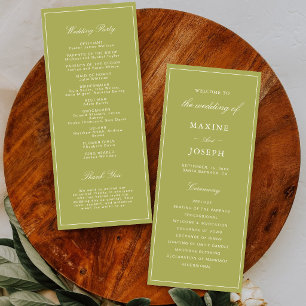 Elegant Olive Green Script Wedding Program