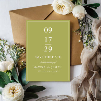 Elegant Olive Green Script Wedding Save The Date