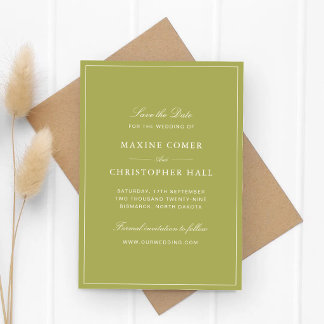 Elegant Olive Green Script Wedding Save The Date