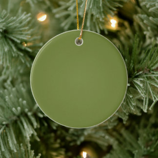 Elegant Olive Green Solid Christmas  Ceramic Ornament
