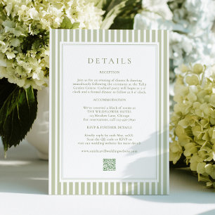 Elegant Olive Green Wedding Details Card