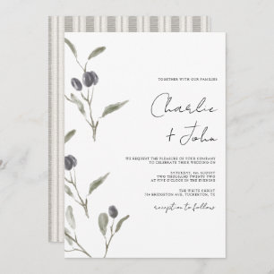 Elegant Olive Green Wedding Invitation