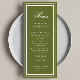 Elegant Olive Green Wedding Menu