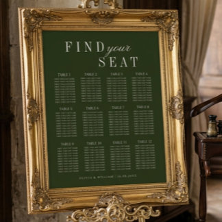 Elegant Olive Green Wedding Seating Chart