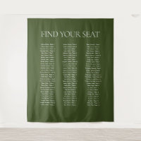Elegant Olive Green Wedding Seating Chart Fabric