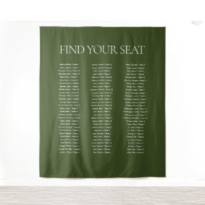 Elegant Olive Green Wedding Seating Chart Fabric Tapestry