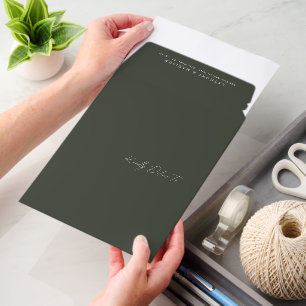 Elegant Olive Green Wedding Thick Cardstock Envelope Mailers