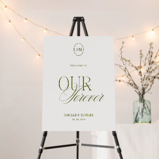 Elegant Olive Green Welcome To Our Wedding Foam Board