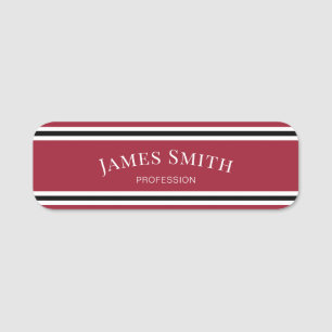 Elegant Olive Green & White Black Striped: Stylish Name Tag