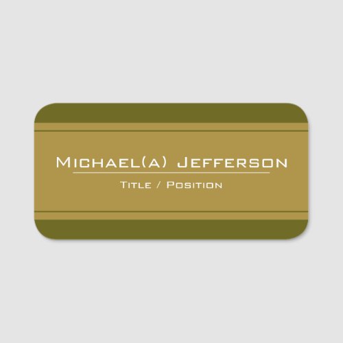 Elegant Olive Green  Yellow_Brown Unique Modern Name Tag