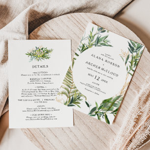 Elegant Olive Greenery All In One Invitation