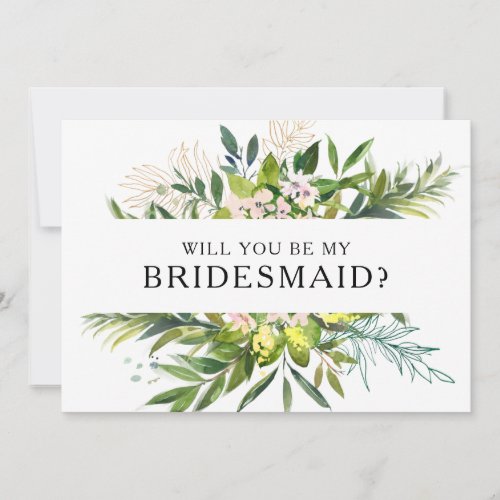 Elegant Olive Greenery Bridesmaid Proposal Card