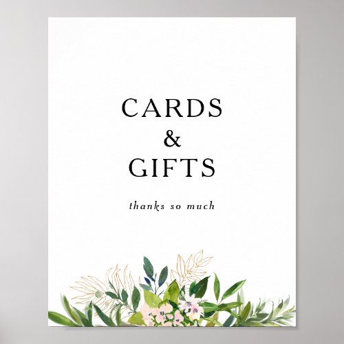 Elegant Olive Greenery Cards and Gifts Sign