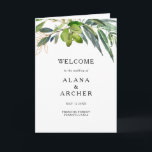 Elegant Olive Greenery Folded Wedding Program<br><div class="desc">This elegant olive greenery folded wedding program is perfect for your modern summer boho wedding. It is designed with watercolor emerald green and sage-colored leaves,  touches of botanical gold,  blush pink olive flowers,  and simple black vintage typography. All these elements combine for a beautiful bohemian feel.</div>
