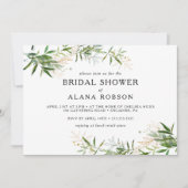 Elegant Olive Greenery Horizontal Bridal Shower In Invitation (Front)