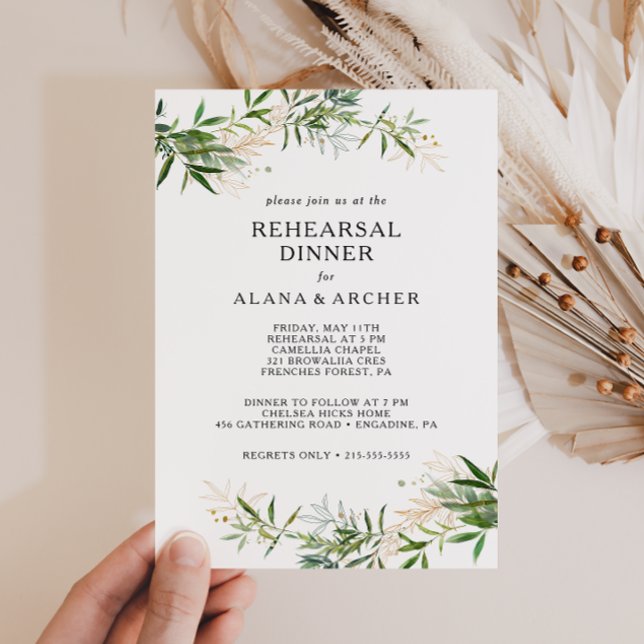 Elegant Olive Greenery Rehearsal Dinner Invitation (Creator Uploaded)