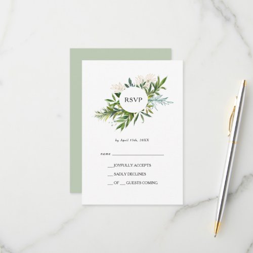 Elegant Olive Greenery RSVP Card