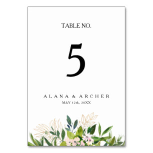 Elegant Olive Greenery Table Number
