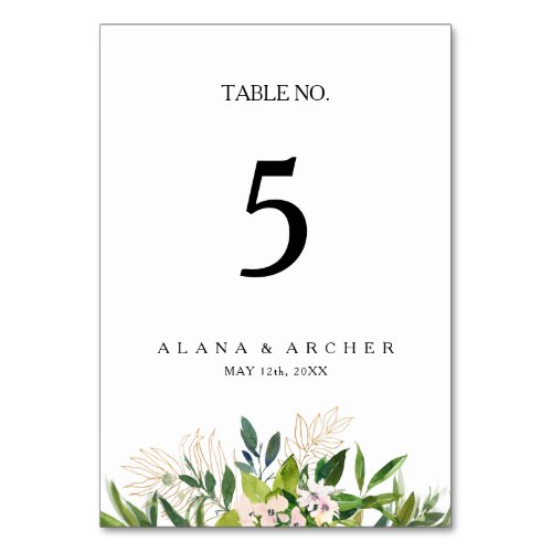 Elegant Olive Greenery Table Number
