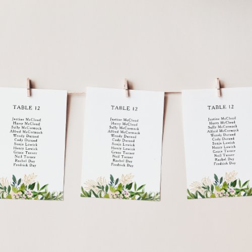 Elegant Olive Greenery Table Number Seating Chart