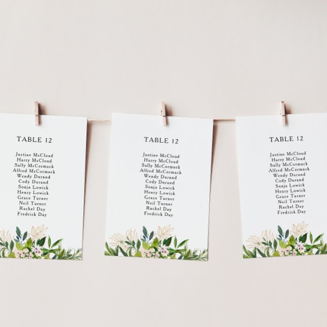 Elegant Olive Greenery Table Number Seating Chart (Creator Uploaded)