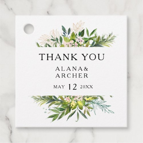 Elegant Olive Greenery Thank You Favor Tags