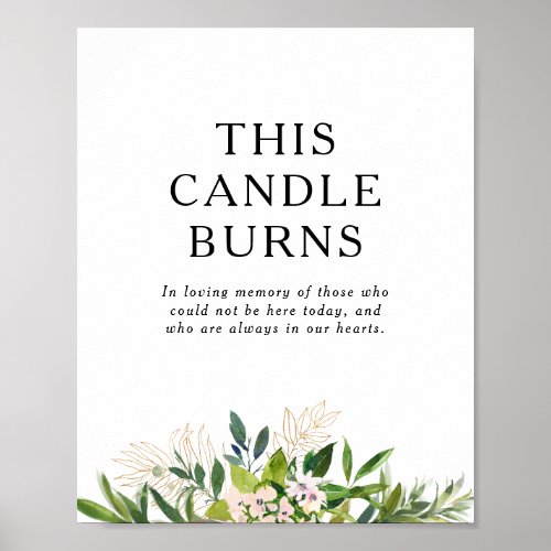 Elegant Olive Greenery This Candle Burns Wedding Poster