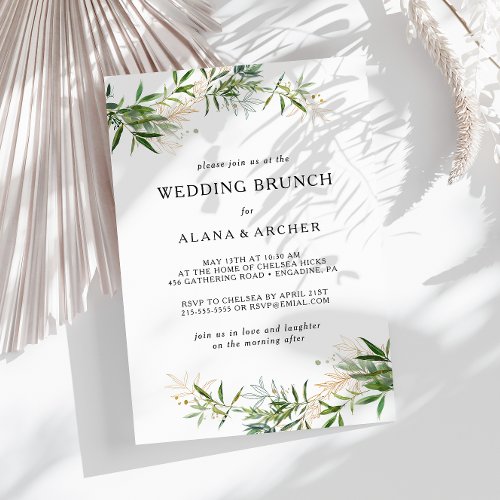 Elegant Olive Greenery Wedding Brunch Invitation