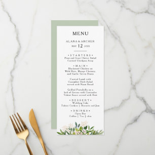 Elegant Olive Greenery Wedding Dinner Menu