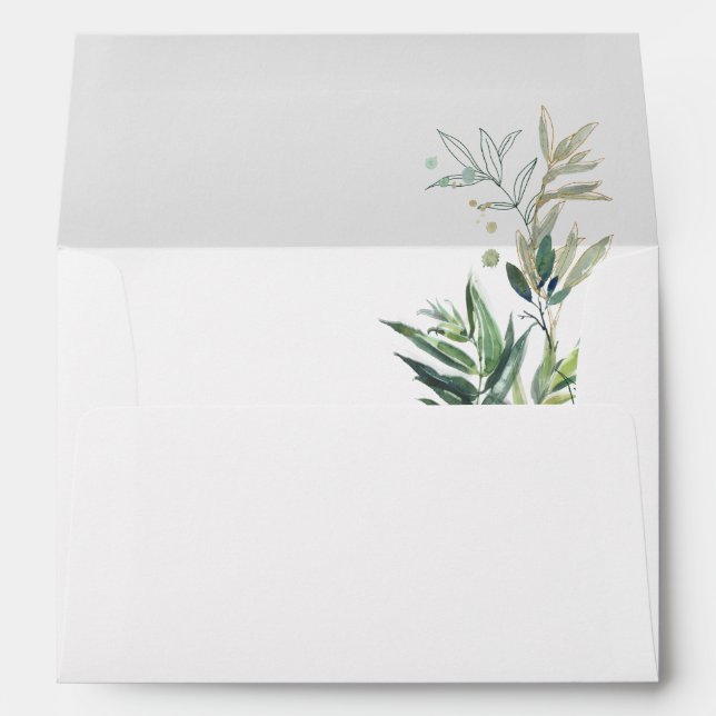 Elegant Olive Greenery Wedding Invitation Envelope (Back (Bottom))
