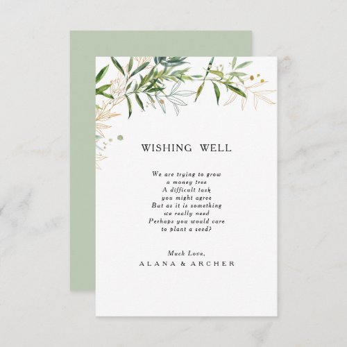 Elegant Olive Greenery Wedding Wishing Well Card