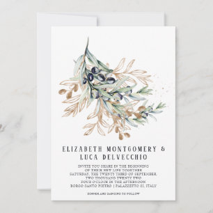 Elegant Olive Grove Boho Botanical Invitation