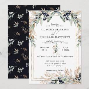 Elegant Olive Grove Boho Botanical Invitation