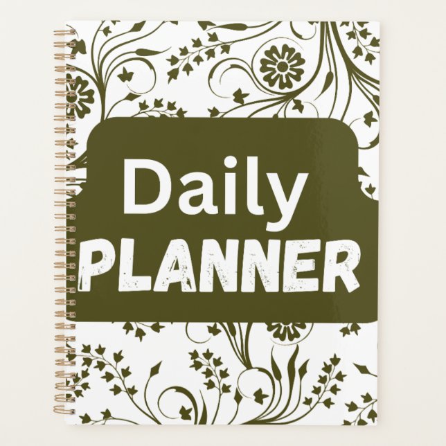 Elegant Olive Leaf Daily Organizer (Front)