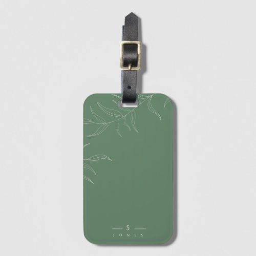 Elegant Olive leaf simple monogram luggage tag