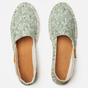 Elegant Olive Leaves Pattern Espadrilles