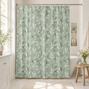 Elegant Olive Leaves Pattern Shower Curtain