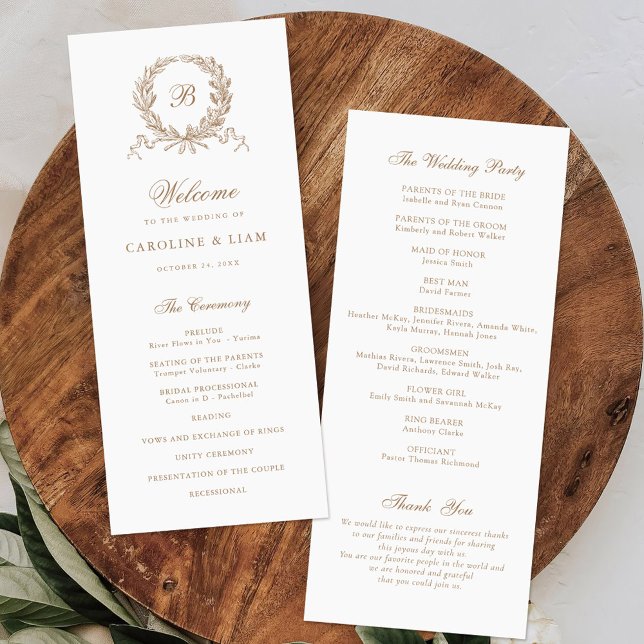 Elegant Olive Oak Vintage Wreath Gold Wedding Program (Creator Uploaded)