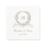 Elegant Olive Oak Wreath Vintage Wedding Monogram Napkins