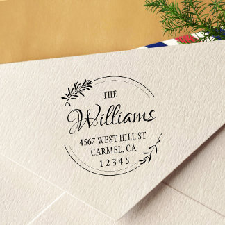 Elegant Olive Round Return Address Self-inking Stamp