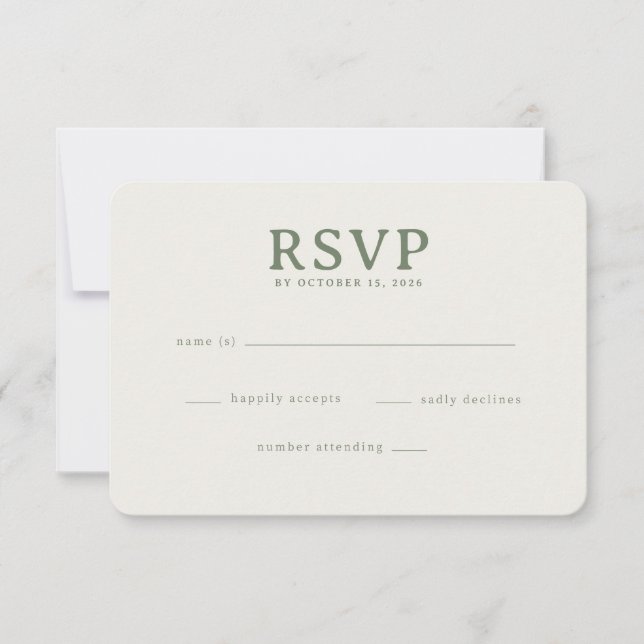 Elegant Olive RSVP Card (Front)