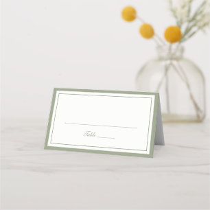Elegant Olive Sage Green Border Frame Wedding Place Card