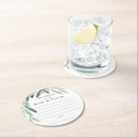 Elegant Olive Sprig Advice Bride Groom Favor Round Paper Coaster<br><div class="desc">Elegant watercolor olive sprig wreath for wedding favor paper coasters.</div>
