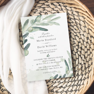 Elegant Olive Sprig Branch Wedding Invitation