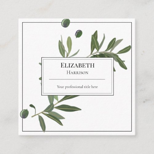Elegant Olive Tree Branch Business Card