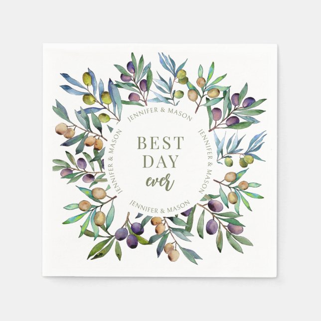Elegant olive tree branches Italian Tuscan wedding Napkins (Front)