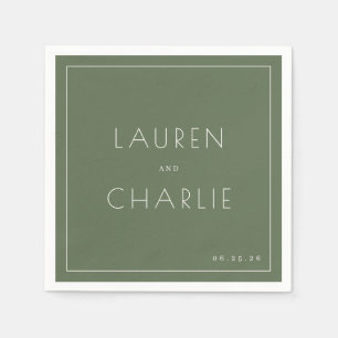 Elegant Olive Typographic Napkins