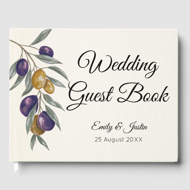 Elegant Olive Wedding Customizable Guest Book (Front)