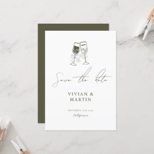 Elegant Olive wood Green Save The Date Invitation